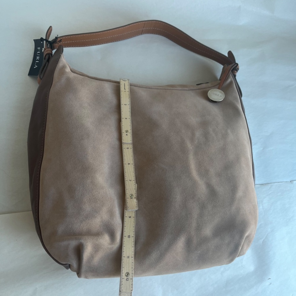 NWT Furla Medium Beige Brown Tan Shoulder Hobo Leather Casual Bag Purse - Picture 3 of 13
